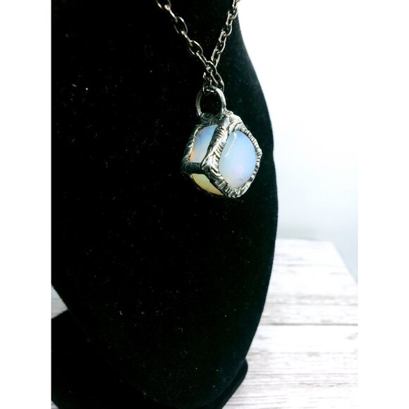 Opalite cube crystal necklace handmade ooak jewelry - Picture 7 of 12